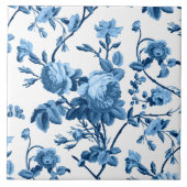Elegant Chic  Blue Roos Floral Tegeltje (Voorkant)
