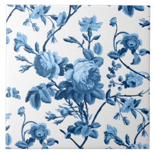 Elegant Chic  Blue Roos Floral Tegeltje