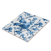Elegant Chic  Blue Roos Floral Tegeltje (Zijkant)