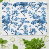 Elegant Chic  Blue Roos Floral Theedoek (Gevouwen)