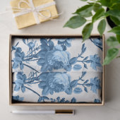 Elegant Chic Blue Roos Floral Tissuepapier (Geschenk)