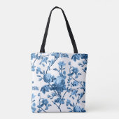 Elegant Chic  Blue Roos Floral Tote Bag (Achterkant)