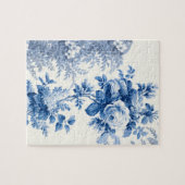 Elegant Chic Blue Rozen en Ferns Legpuzzel (Horizontaal)