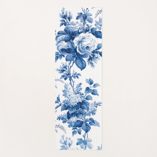 Elegant Chic Blue Rozen en Ferns Yoga Mat (Voorkant)