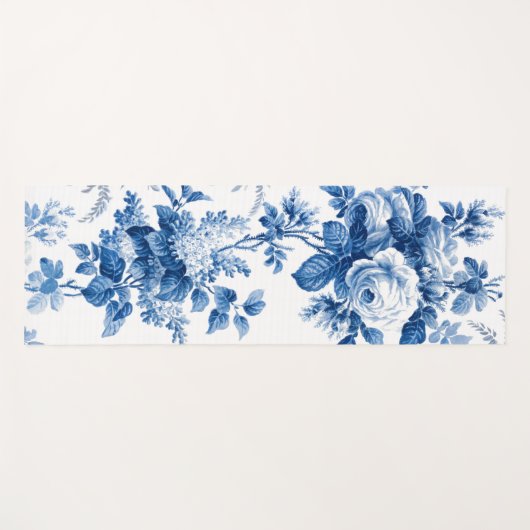 Elegant Chic Blue Rozen en Ferns Yoga Mat (Voorkant (horizontaal))