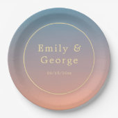 Elegant Chic Blue Sinaasappel Modern Classy Weddin Papieren Bordje (Voorkant)