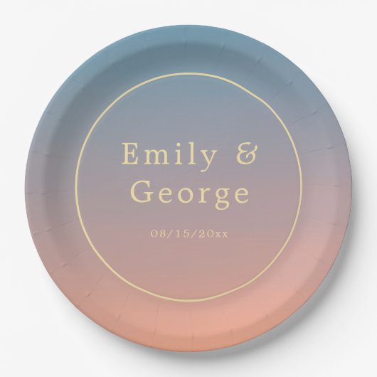 Elegant Chic Blue Sinaasappel Modern Classy Weddin Papieren Bordje (Voorkant)