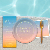 Elegant Chic Blue Sinaasappel Modern Classy Weddin Papieren Bordje