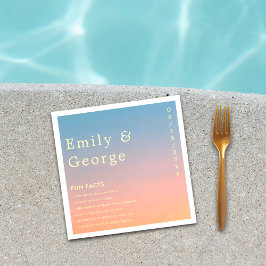 Elegant Chic Blue Sinaasappel Modern Facts Wedding Servet