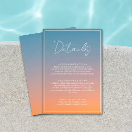 Elegant chic blue sinaasappel Wedding Details Informatiekaartje