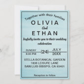 Elegant chic blue sky Wedding Invitation Kaart (Voorkant)