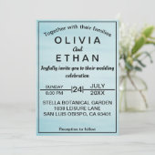 Elegant chic blue sky Wedding Invitation Kaart (Staand voorkant)