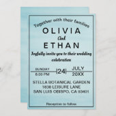 Elegant chic blue sky Wedding Invitation Kaart (Voorkant / Achterkant)
