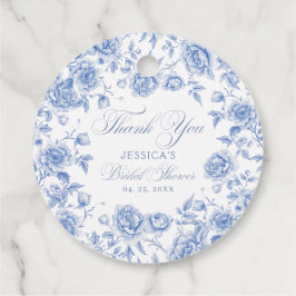 Elegant Chic Blue Toile Chinoiserie Vrijgezellenfe Bedankjes Labels