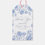 Elegant Chic Blue Toile Chinoiserie Vrijgezellenfe Cadeaulabel (Achterkant)