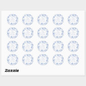 Elegant Chic Blue Toile Chinoiserie Vrijgezellenfe Ronde Sticker (Vel)
