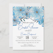 Elegant Chic Blue Waterverf Flowers Vrijgezellenfe Kaart (Voorkant)