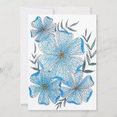 Elegant Chic Blue Waterverf Flowers Vrijgezellenfe Kaart (Achterkant)