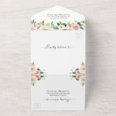 Elegant Chic Blush Floral Wedding Details RSVP All In One Uitnodiging (Buitenkant)