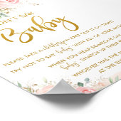Elegant Chic Blush Pink Floral Don't Say Baby spel Poster (Hoek)