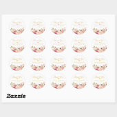 Elegant Chic Blush Pink Floral Weddenschap Harteli Ronde Sticker (Vel)
