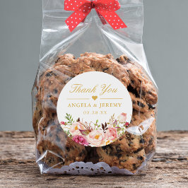 Elegant Chic Blush Pink Floral Weddenschap Harteli Ronde Sticker