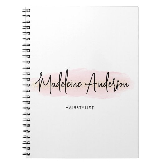 Elegant Chic Blush Pink Gold Glitter Hair stylist Notitieboek (Voorkant)