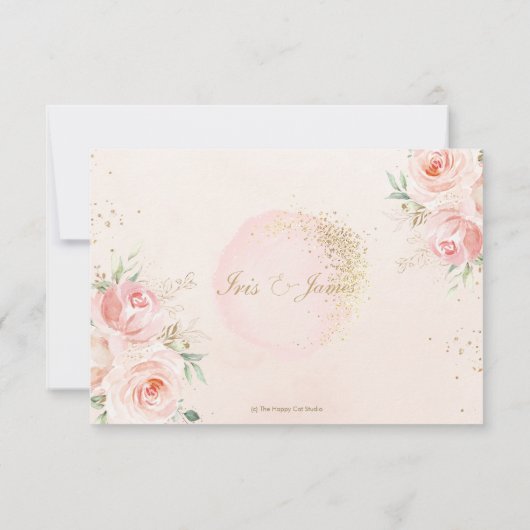 Elegant Chic Blush Roses Floral Wedding Meal RSVP Kaartje (Achterkant)