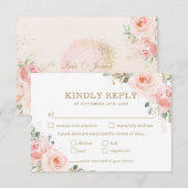 Elegant Chic Blush Roses Floral Wedding Meal RSVP Kaartje (Voorkant / Achterkant)