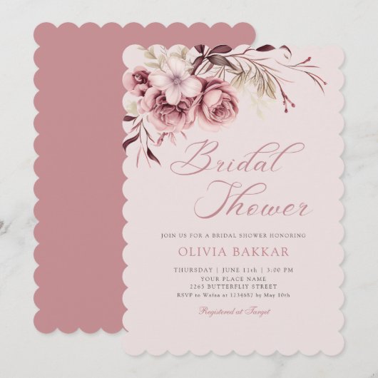 Elegant Chic Blush Roze Boho Bloemen Vrijgezellenf Kaart (Voorkant / Achterkant)