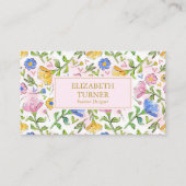 Elegant Chic Blush Roze Geel Blauw Bloemen Patroon Visitekaartje (Voorkant)