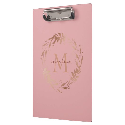 Elegant Chic Blush Roze Gold Monogram Klembord (Links)