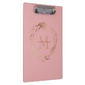 Elegant Chic Blush Roze Gold Monogram Klembord (Rechts)