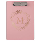 Elegant Chic Blush Roze Gold Monogram Klembord (Voorkant)