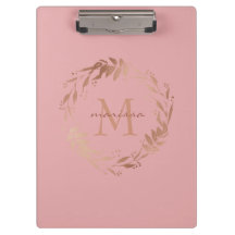 Elegant Chic Blush Roze Gold Monogram