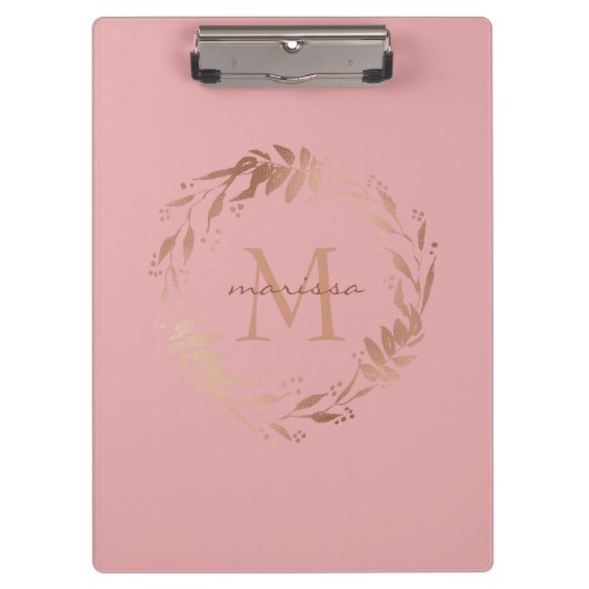 Elegant Chic Blush Roze Gold Monogram Klembord (Voorkant)