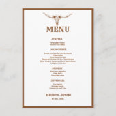 Elegant & Chic Boho Western Cowboy Bruiloft Menu (Voorkant)