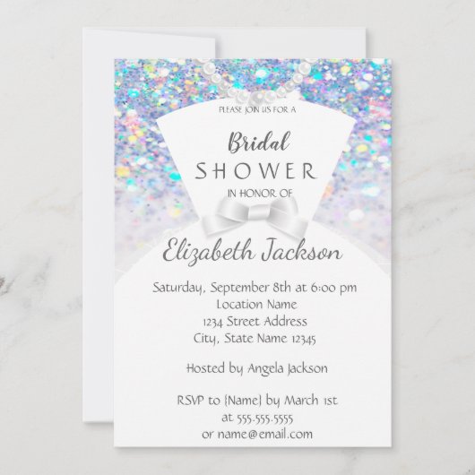 Elegant Chic Bokeh, Bride Dress Vrijgezellenfeest Kaart (Voorkant)