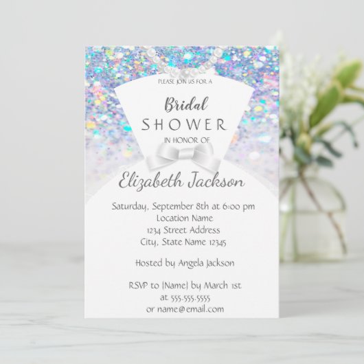 Elegant Chic Bokeh, Bride Dress Vrijgezellenfeest Kaart (Staand voorkant)