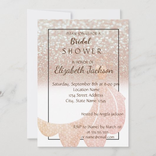 Elegant Chic Bokeh Glitter, Dress Vrijgezellenfees Kaart (Voorkant)