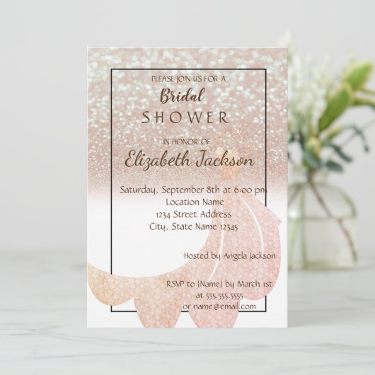 Elegant Chic Bokeh Glitter, Dress Vrijgezellenfees Kaart (Staand voorkant)