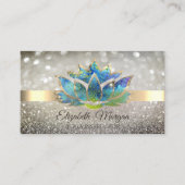 Elegant Chic Bokeh Gold, Blue Lotus Yoga Visitekaartje (Voorkant)