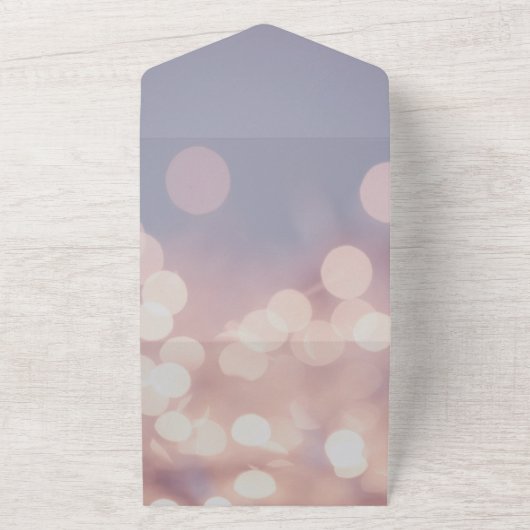 Elegant chic bokeh licht de klastige weddenschap a all in one uitnodiging (Buitenkant)