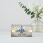 Elegant Chic Bokeh Lotus Yoga Meisje Visitekaartje (Staand voorkant)