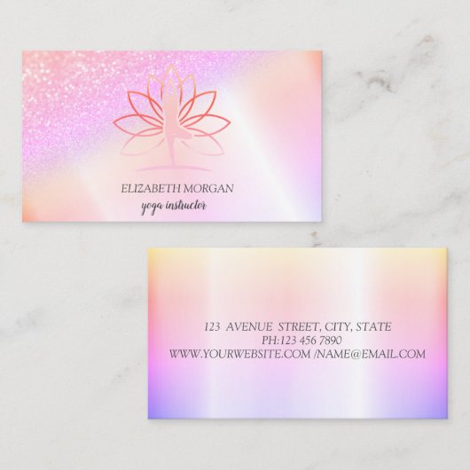 Elegant Chic Bokeh Women Silhouette Lotus Visitekaartje (Voorkant / Achterkant)