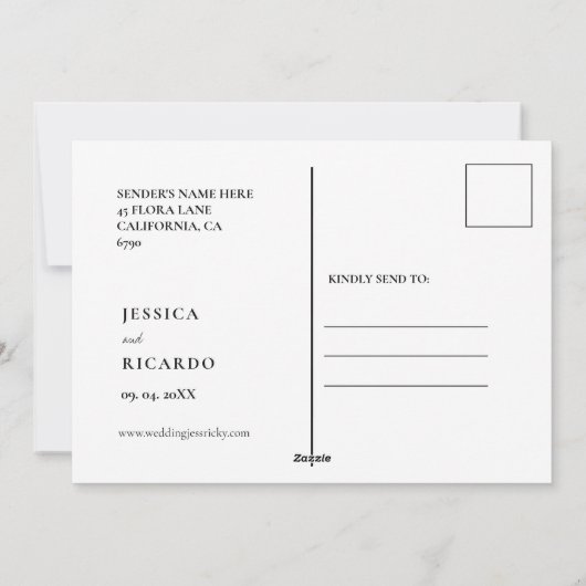 Elegant & Chic Bold Letter Bewaar de datum Briefka Feestdagenkaart (Achterkant)