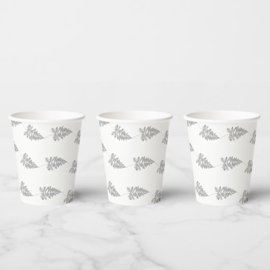 Elegant Chic Botanical Leave Line Art Cup Papieren Bekers (Multi)