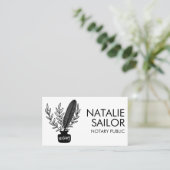 Elegant Chic Botanical Quill Logo Notarisch publie Visitekaartje (Staand voorkant)