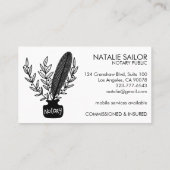 Elegant Chic Botanical Quill Logo Notarisch publie Visitekaartje (Achterkant)