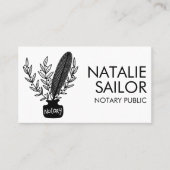 Elegant Chic Botanical Quill Logo Notarisch publie Visitekaartje (Voorkant)